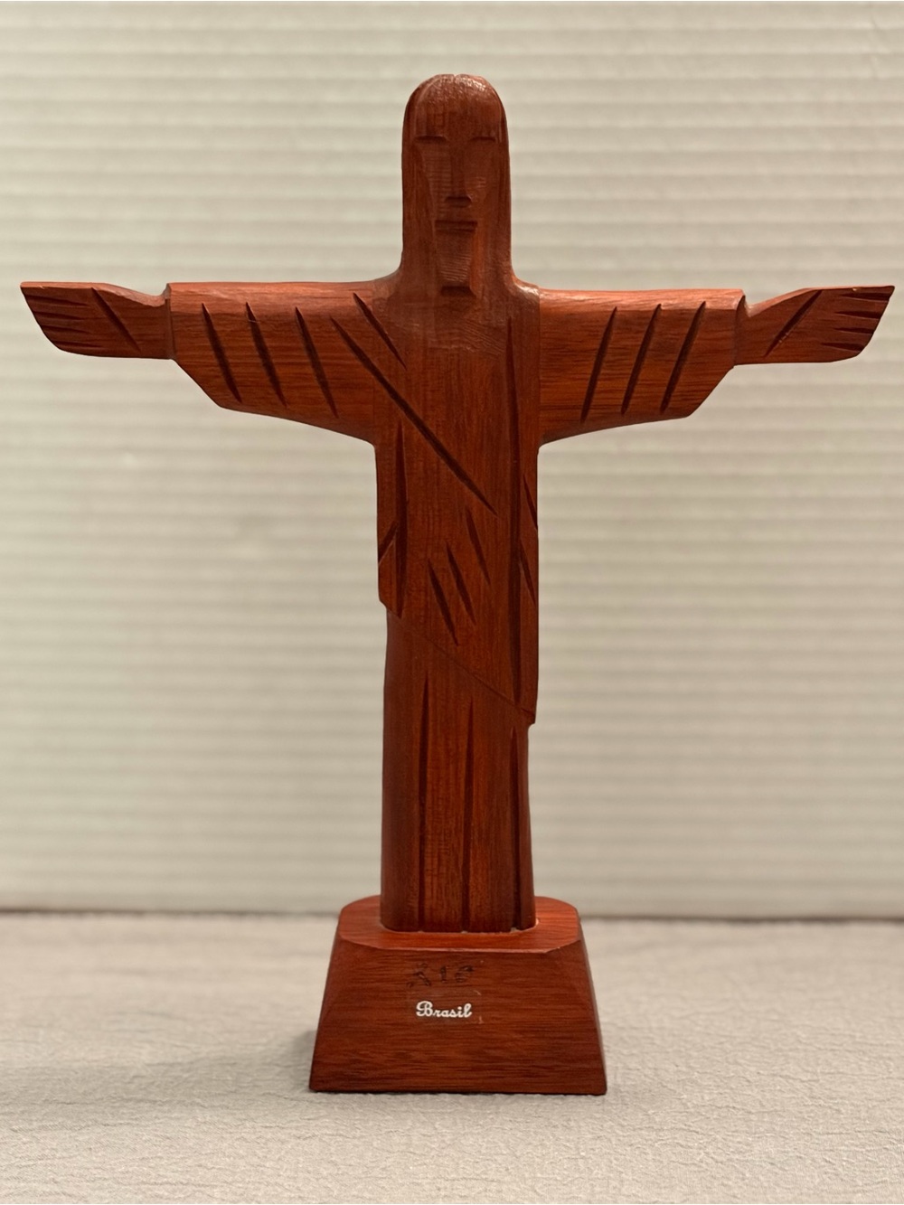 Vintage Hand-Carved Wooden Christ the Redeemer Statue – Made in Brazil – 10.25”